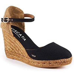 Viscata Satuna Canvas Espadrille 3 ½” Wedge in black.   Never worn.